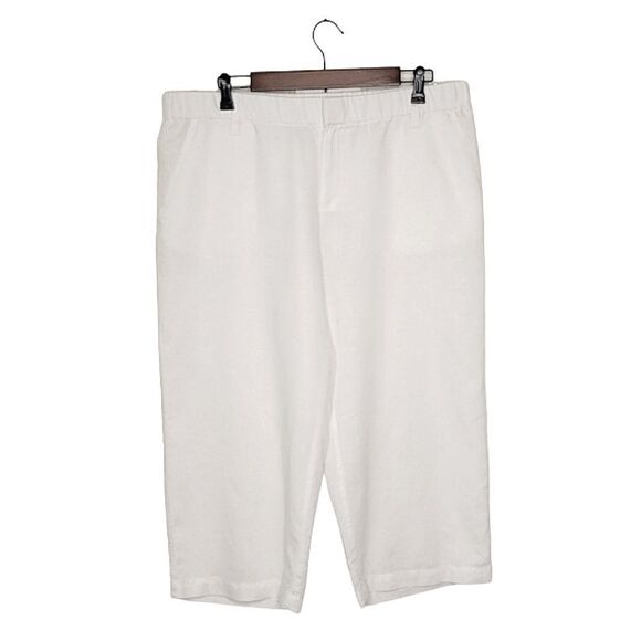 Liz Claiborne White Linen Cotton Blend Capri Pants Size L - Picture 1 of 9